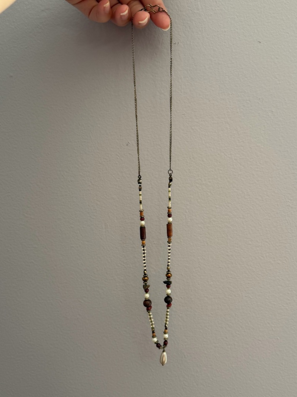 Boho Brown Beaded Necklace with Shell Pendant - Women Jewelry